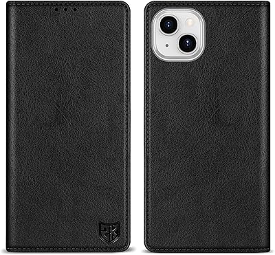 ZZXX iPhone 14 Wallet Case with [RFID Blocking] Card Slot Stand Strong Magnetic Leather Flip Fold Protective Phone Case for iPhone 14 Case Wallet(Black-6.1 inch)