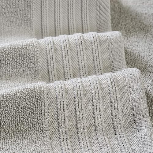 Miniatura 3 de Amrapur Overseas Juego de 6 toallas de jacquard con puerta de diamante teñido, color gris pardo