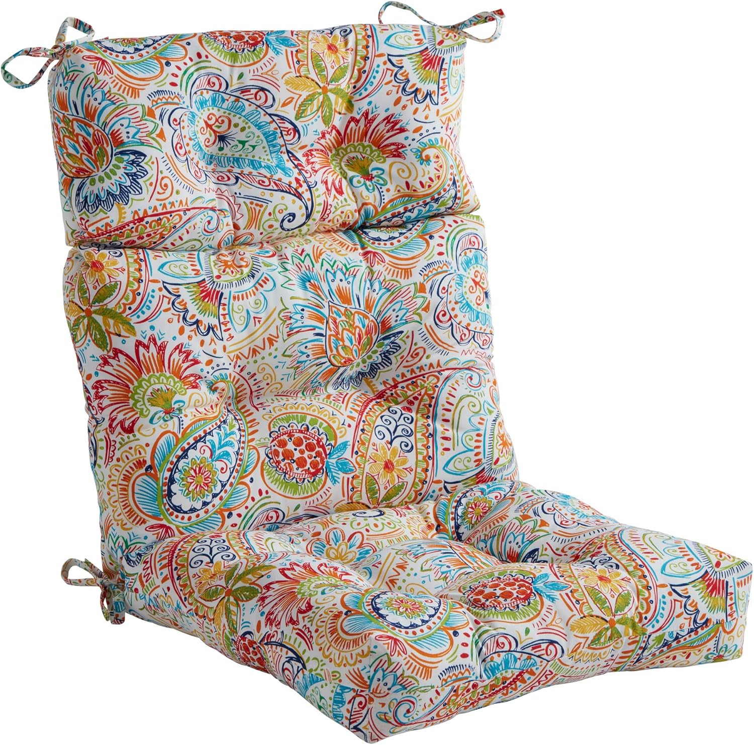 South Pine Porch Outdoor High Back Chair Cushion, Jamboree Paisley