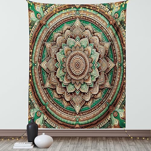 Miniatura 45 de Ambesonne Tapiz de fantasía, paisaje de fantasía con reloj, rayos de cielo de ensueño desde el techo, arte ficticio, colgante de pared ancho para