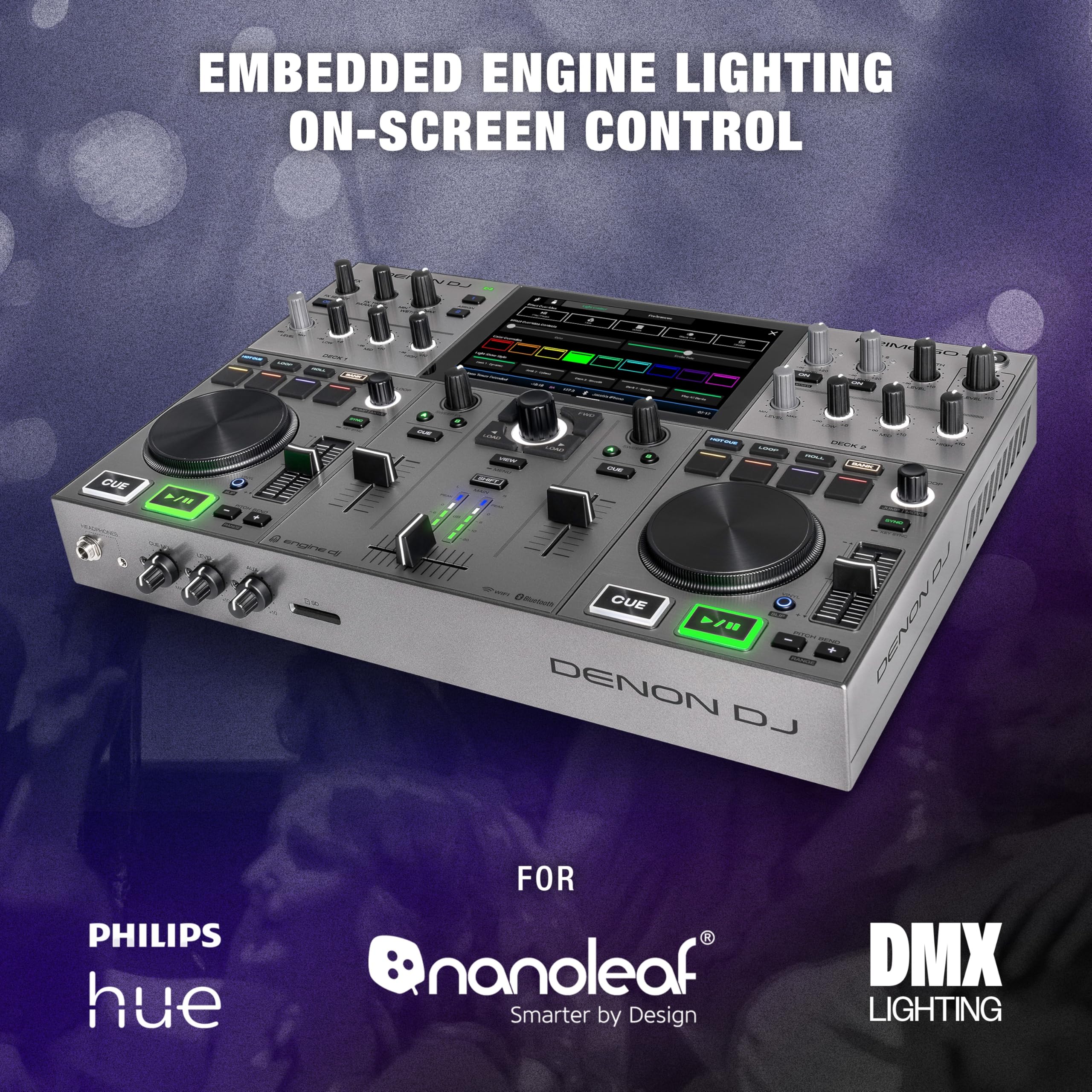 Denon DJ PRIME GO+ Controller DJ 2 deck Wi-Fi Bluetooth touchscreen 7" batteria