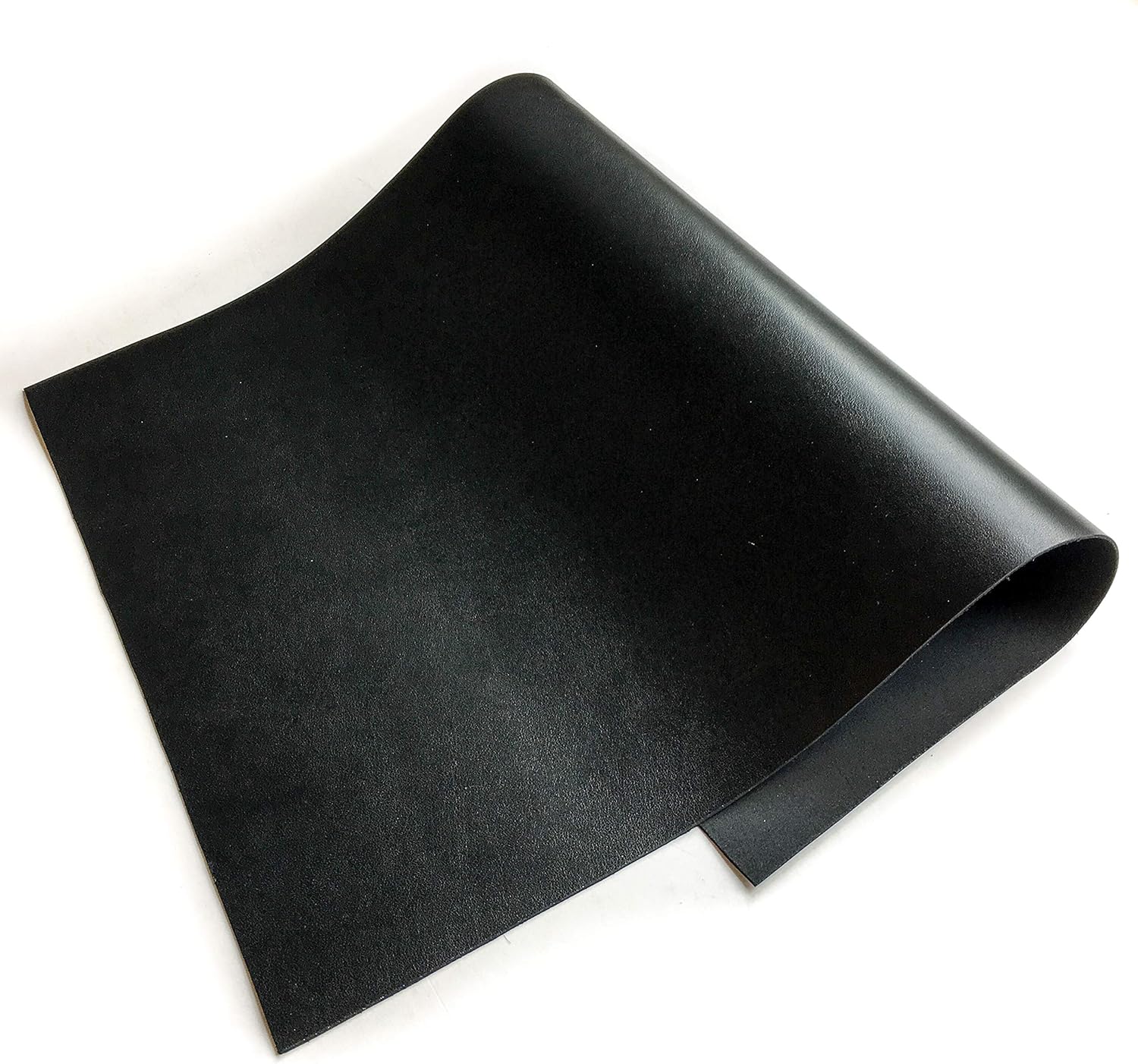 REAL Genuine Black Calf Hide Leather:Thick Leather Cow Hide Black Leather Sheets for Crafting and Accessory Maker Supplies (Black, 12x18In/ 20x45cm)