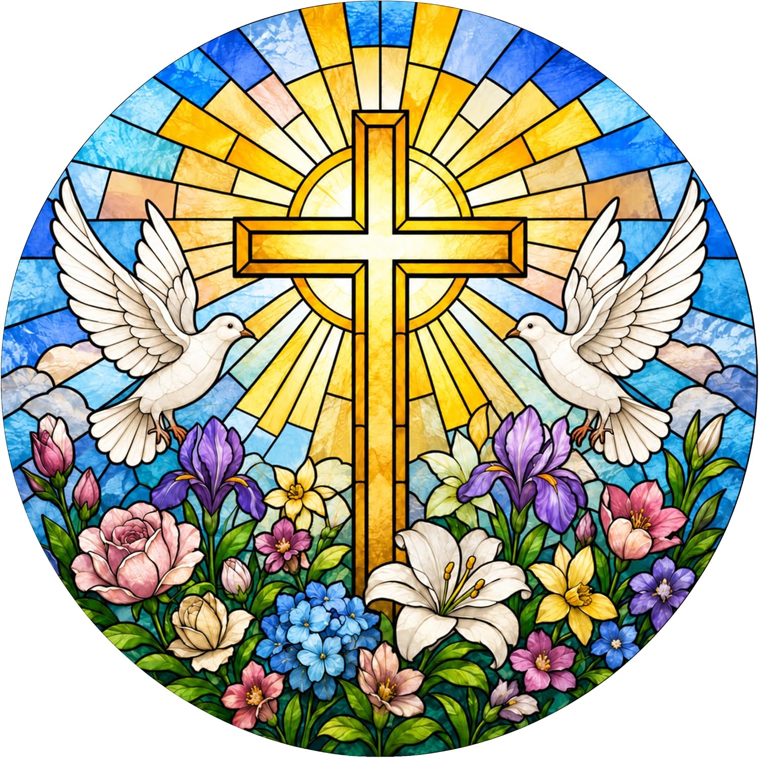 Christian Gifts for Women Cross Suncatcher Stained Glass Window Hanging