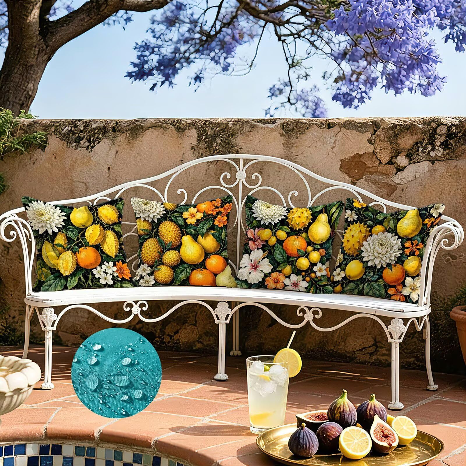 Cojines Exterior Amarillo Funda Almohada 45x45cm Juego de 4, Cod-482