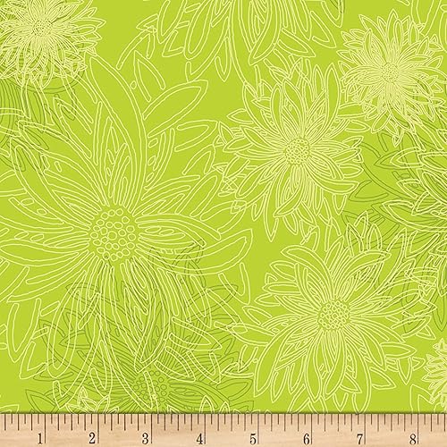 Art Gallery Fabrics Galería de Arte Elementos Florales Tela Kiwi Verde Lima