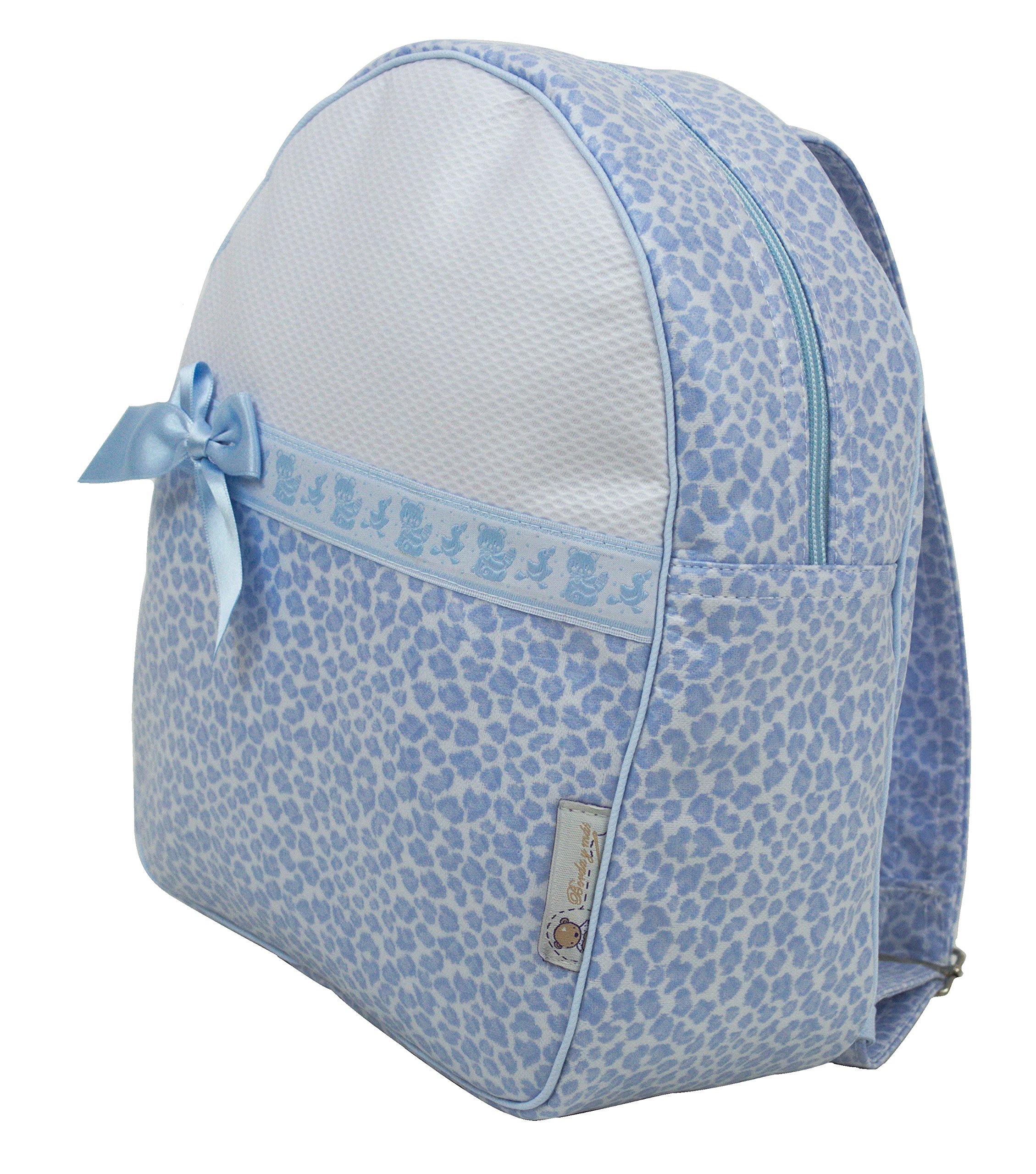 Canastilla con nombre de bebé bordado, modelo Osito (Azul)