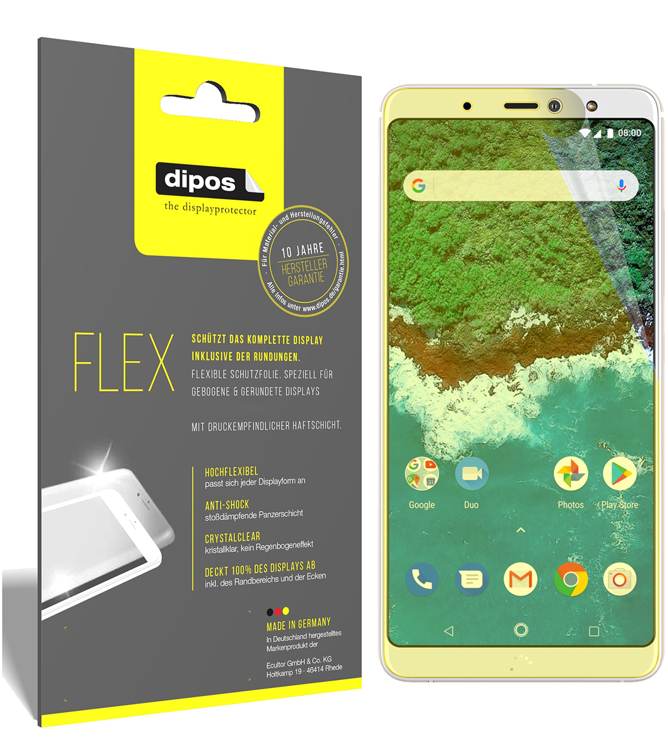 Dipos 2x Pellicola Protettiva In Cristallo Per BQ Aquaris X - Protezione Schermo HD Antigraffio, Taglio Laser Made In Germany
