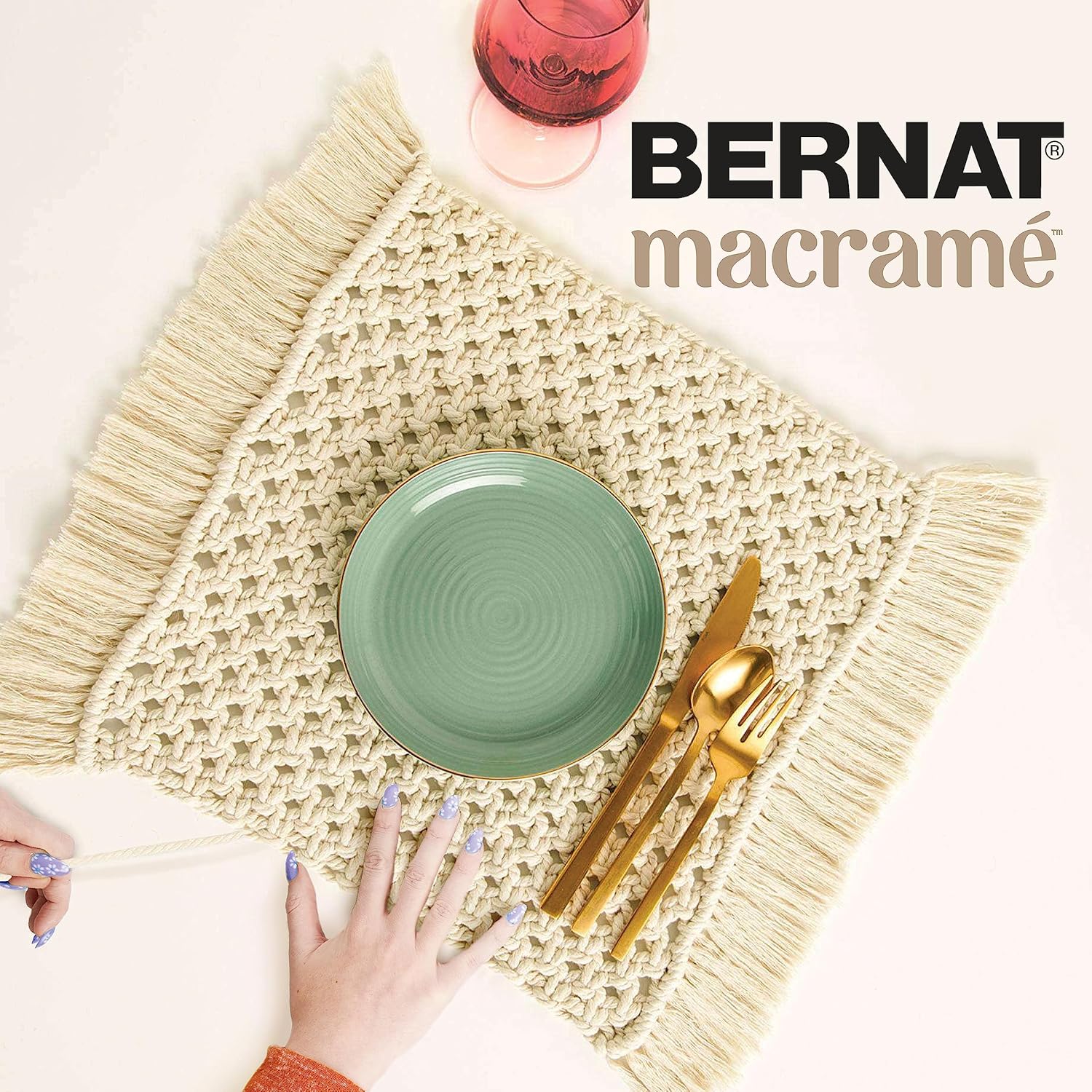 Bernat Macrame Yarn - 3 Pack of 250g/8.8oz - Cotton - #6 Super Bulky - Knitting, Crocheting & Crafts, Sunshine