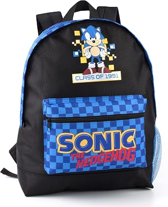 SONIC THE HEDGEHOG Boys Backpack | Feed Your Adventure With Retro Gamer Style | Kids Backpack | Increase Your Day With Play Fun, Schwarz., Schwarz, Taille unique