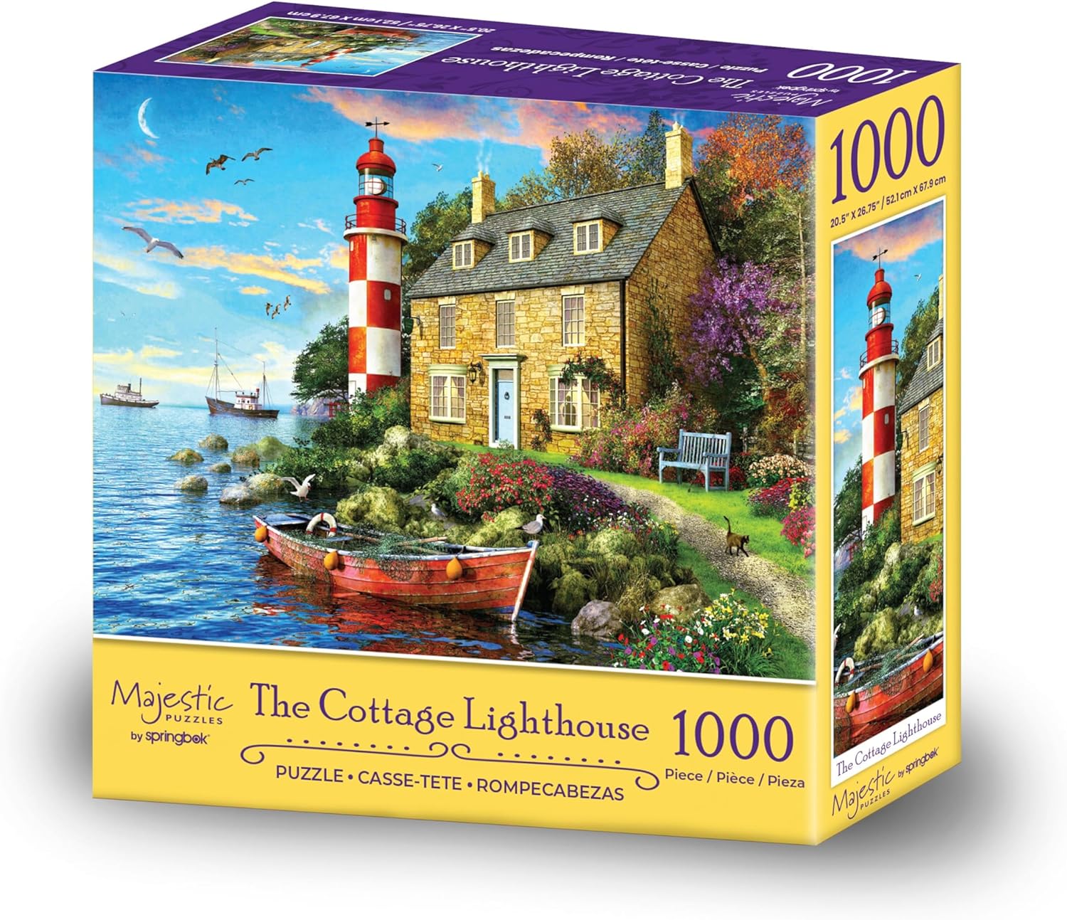 Majestic Value Brand 1000 Piece Jigsaw Puzzle of a Seaside Cottage Near a Lighthouse