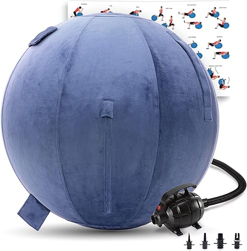 Miniatura 49 de Husband Pillow Pelota de ejercicio, cubierta con bomba para yoga, pilates, estabilidad de equilibrio de fitness, asiento de silla de pelota de