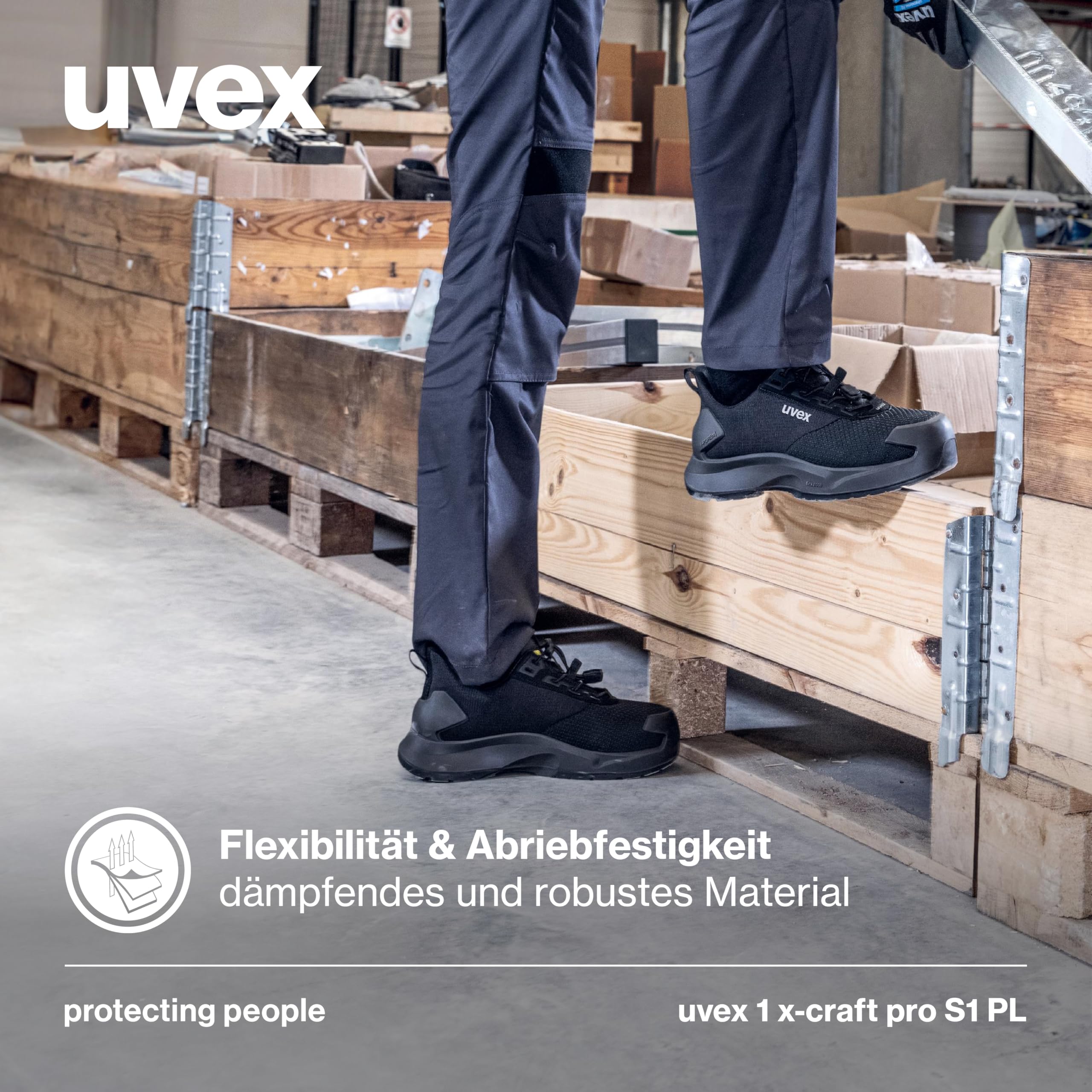Uvex 1 x-Craft pro Halbschuh S1 PL - Sicherheitsschuh für stärkere Beanspruchung - sportlich, leicht & flexibel