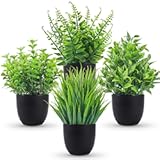 Der Rose Fake Plants 4 Packs Artificial Plants Small Faux Plants Black Bathroom Accessories for Halloween Bathroom Home Kitchen Coffee Table Office Desk Decor Indoor
