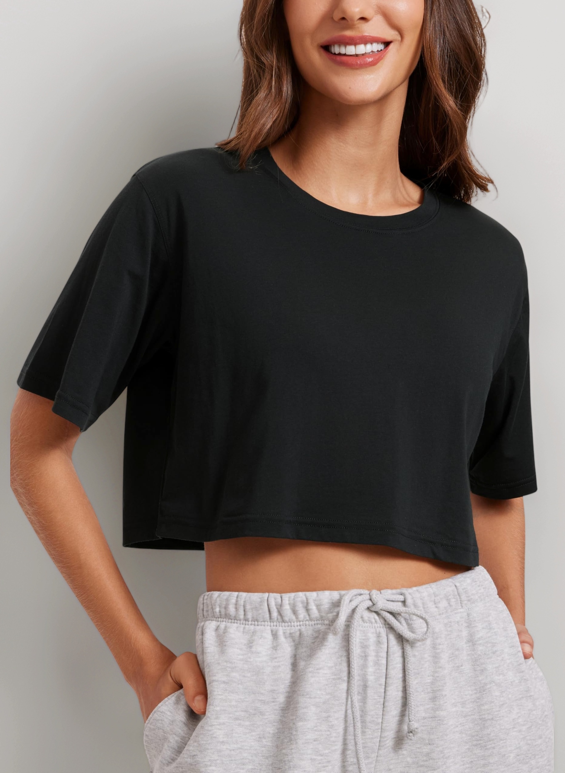 Women's Pima Cotton Workout T-Shirt Short Sleeve Running Crop Top Casual Athletic Tee