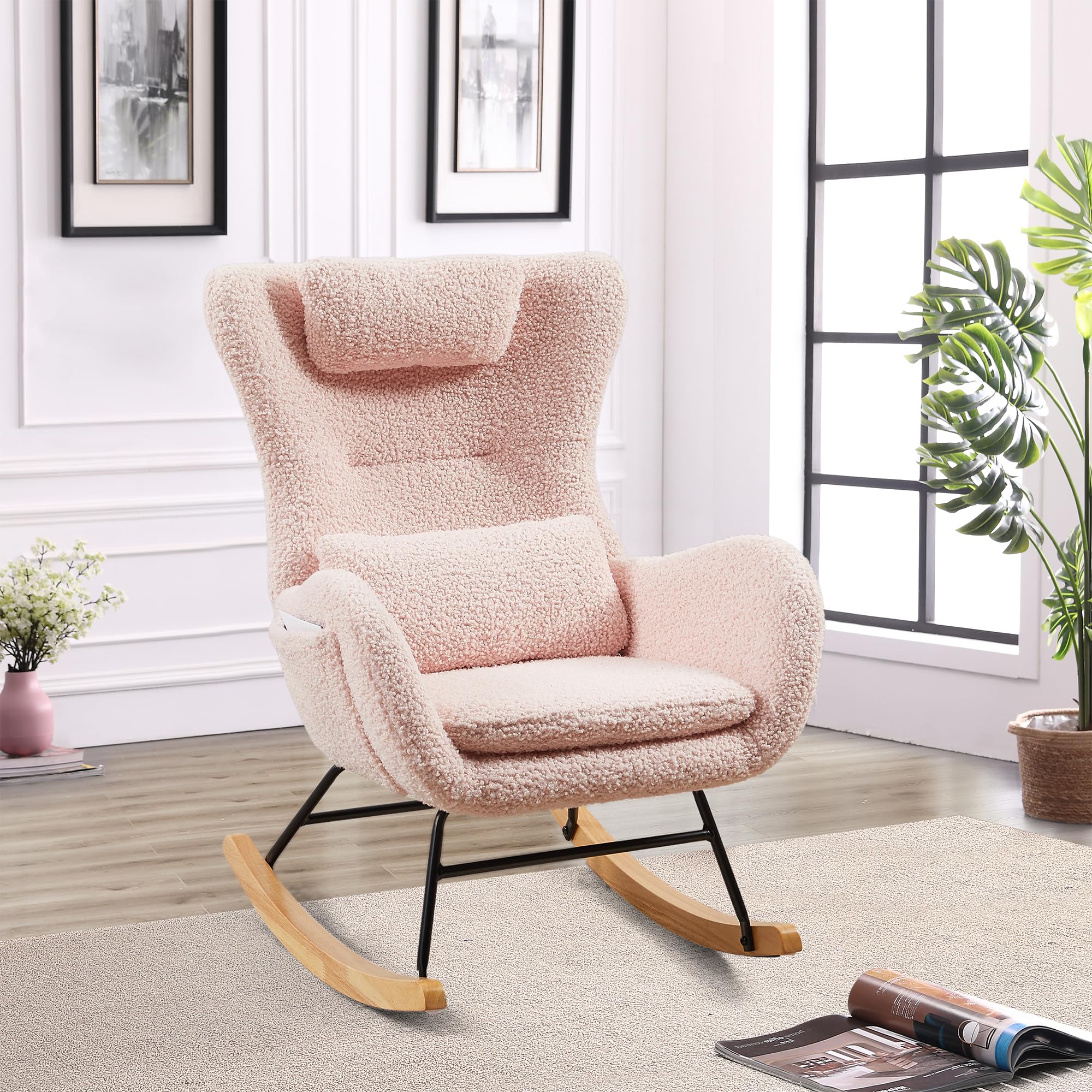 Amazon.com: Nursery Rocking Chair Teddy Upholstered Glider Rocker