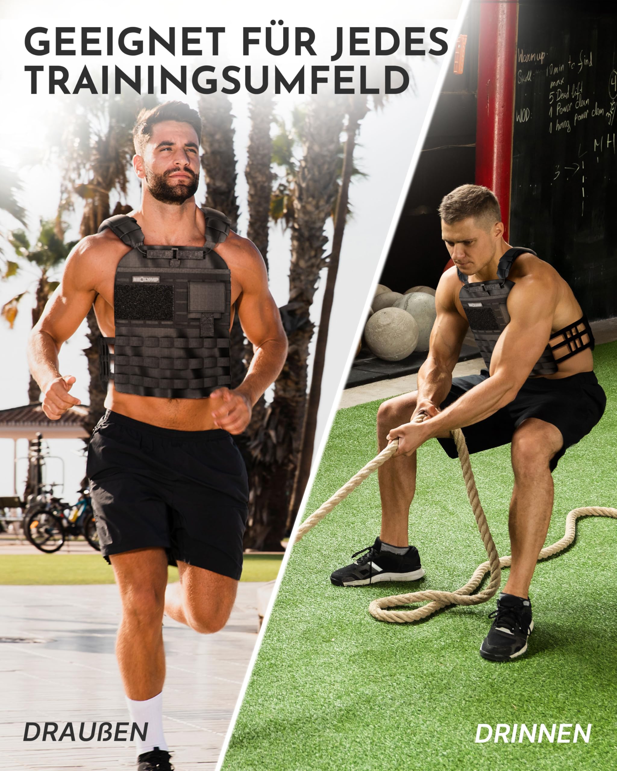 NEOLYMP Gewichtsweste – Unisex Weighted Vest – Plattenträger Weste mit Tasche – Kein Verrutschen – Atmungsaktiv & Verstellbar – Calisthenics Equipment – Weight Vest Home & Gym Training