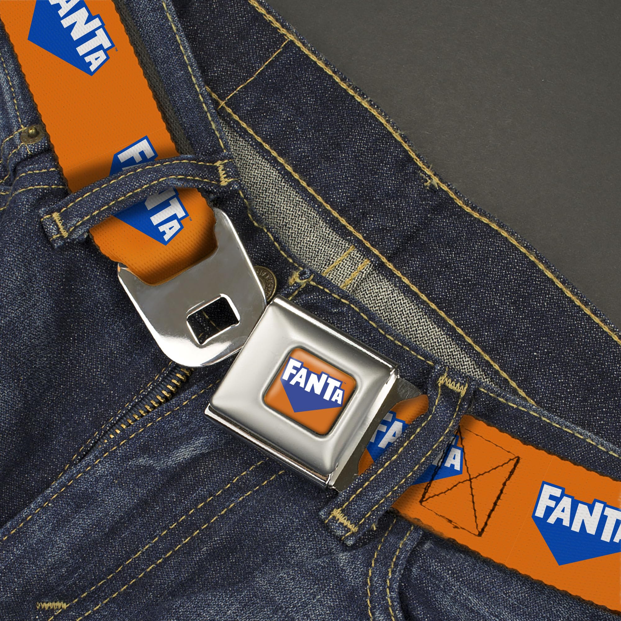 The Coca-Cola Company Belt, Seatbelt Buckle, Fanta Logo Orange Blue White