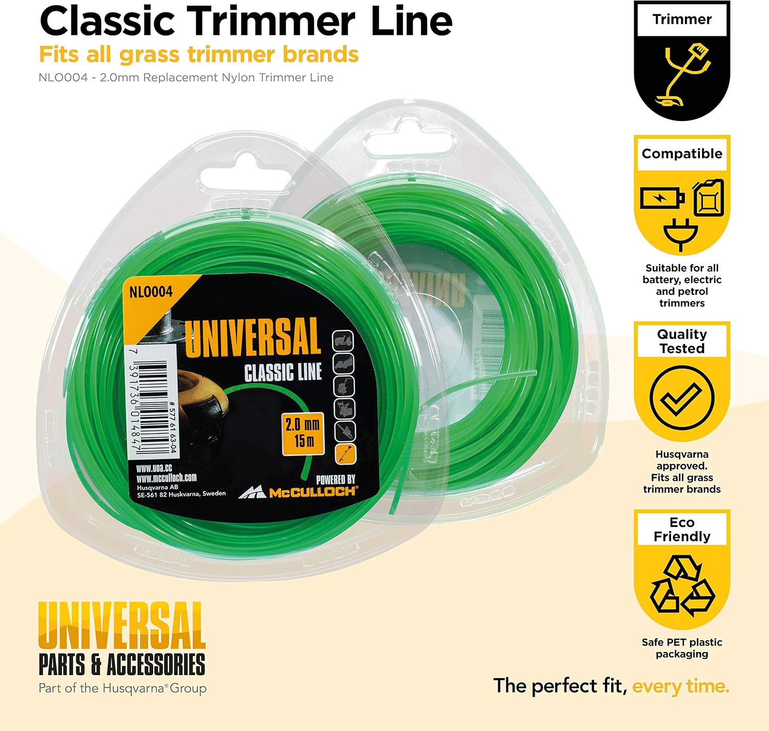 UNIVERSAL NLO004 Standard Trimmer Line Line For All Grass Trimmers - 2.0 mm x 15 m