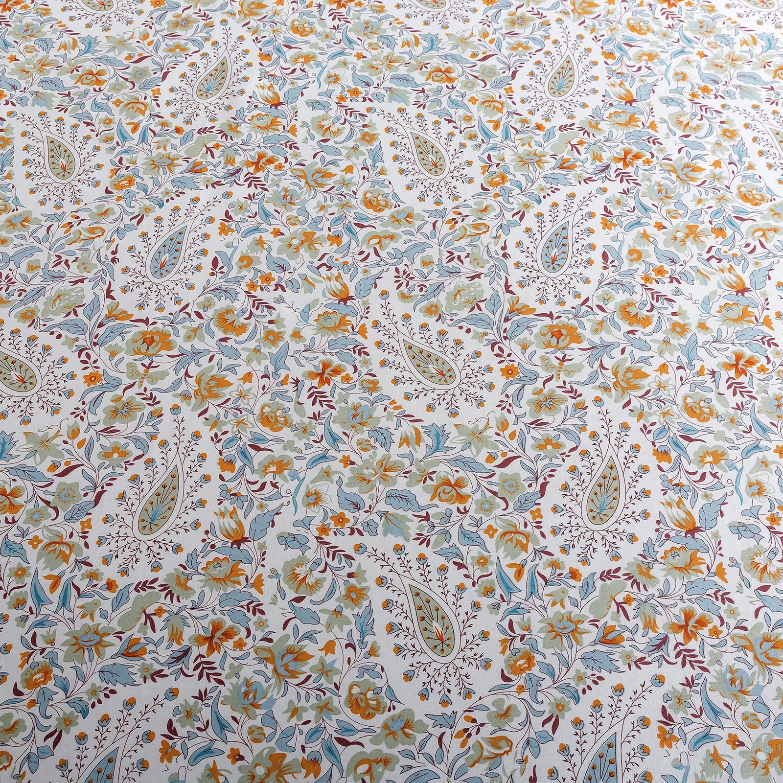 Lenzuola in percalle con motivo cachemire vintage, per letto California King, beige chiaro, shabby chic, floreale, 100% cotone, con tasca profonda, set di biancheria da letto di lusso, motivo