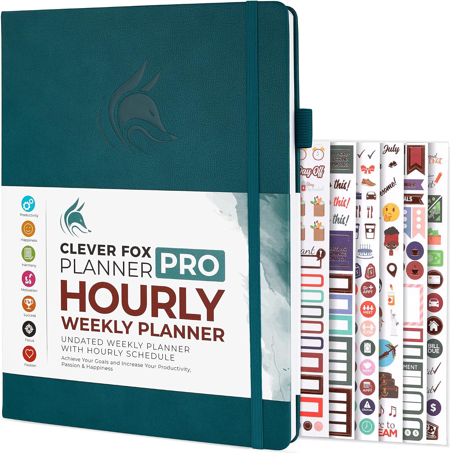 Clever Fox Planner PRO Schedule - Undated Weekly & Monthly Life Organizer with Time Slots & Daily Appointment Book, A4 (Dark Teal)