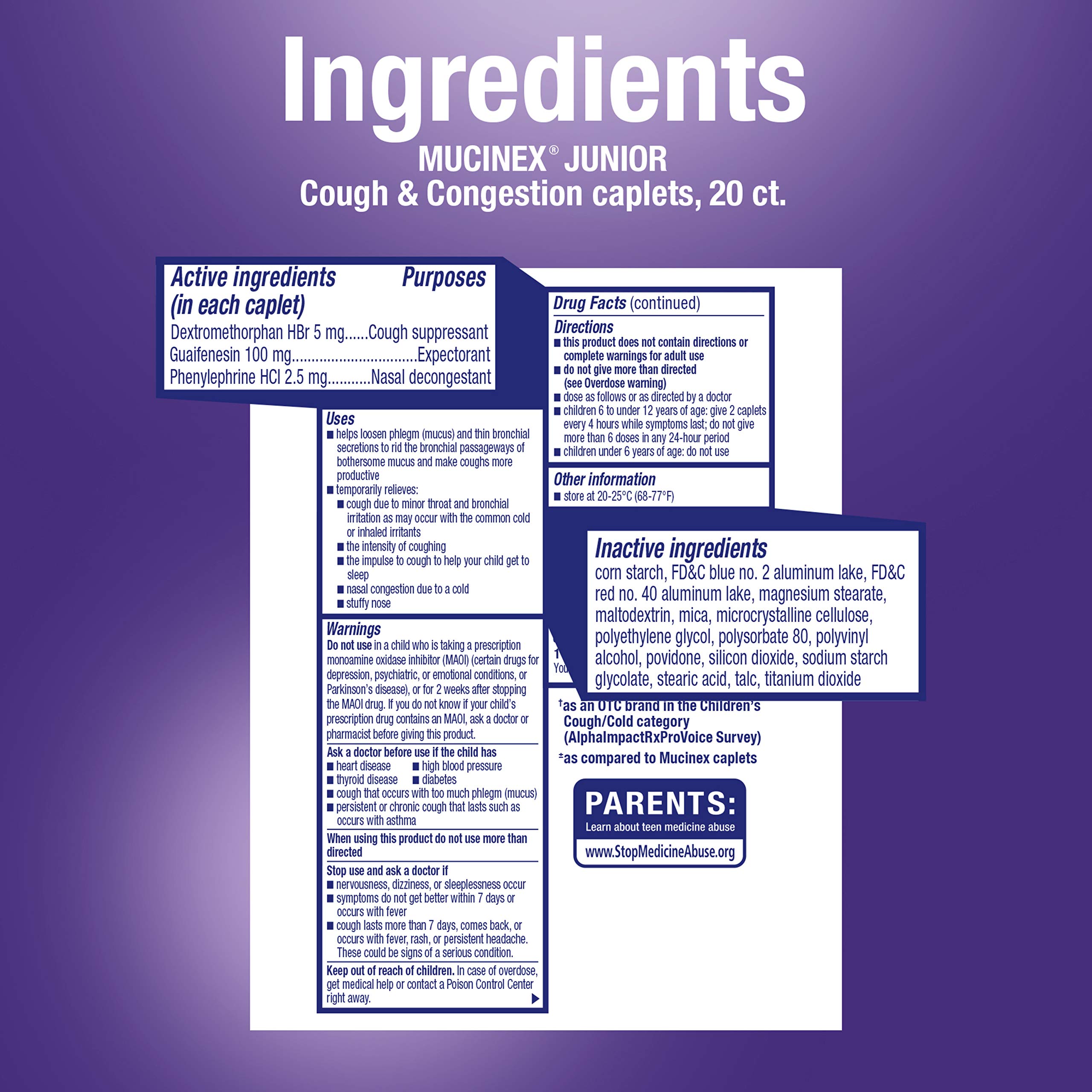 Nasal Decongestant, Cough Suppressant & Expectorant, Mucinex Junior