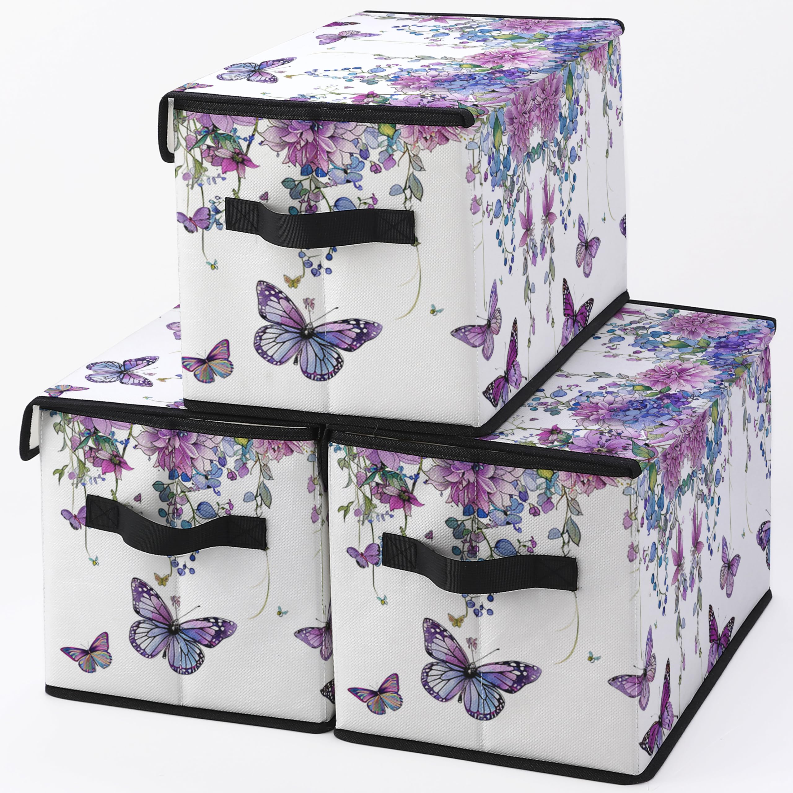 Fabric Storage Bins with Lids,Under Bed Storage Containers 3Pack