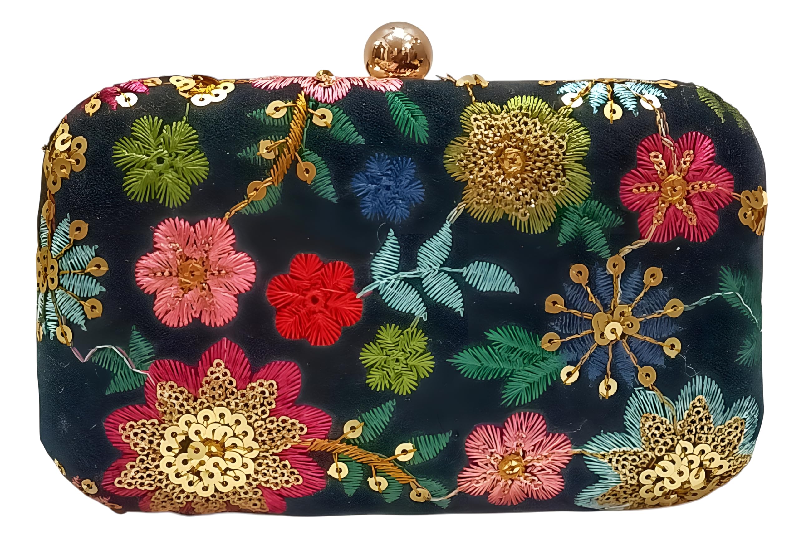 amerie fashions Women's Floral Clutch Purse for Party Wedding (Black-Multi)-picture-28