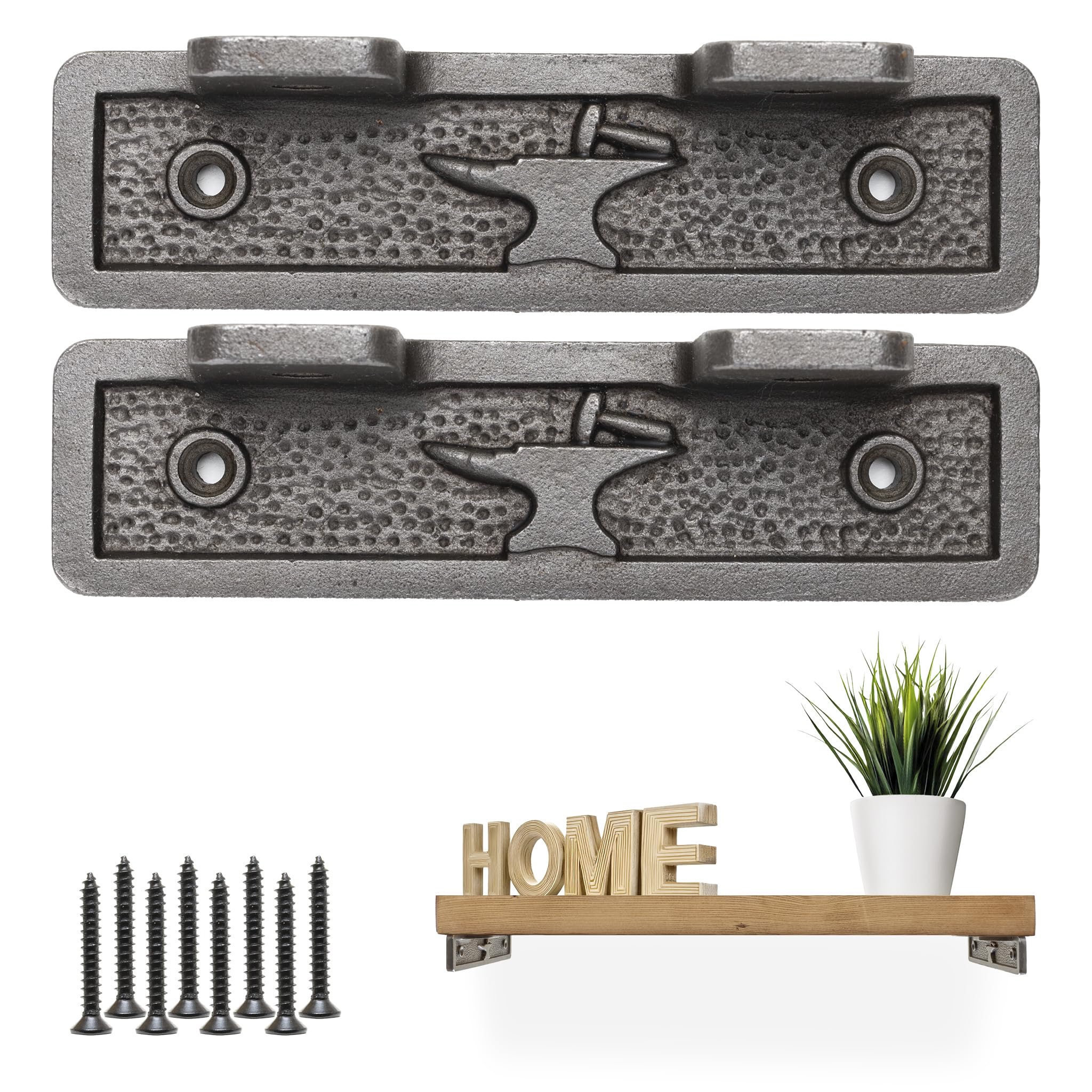 Eduwurxs Cast Iron Heavy Duty Alcove Wall Mount Brackets (Pair Of 2) | 7" L-Shaped Metal Supports For Recessed Shelving | Rustic Industrial Look