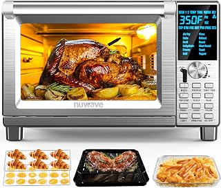 NuWave Bravo XL Air Fryer Toaster Smart Oven: 12-in-1 Convection, 30QT Capacity, 50-500°F Probe, Custom Heaters