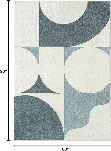 Miniatura 2 de Abani Deco Collection - Alfombra de área, diseño geométrico moderno cremaverde, 5 pies 3 pulgadas x 7 pies 6 pulgadas, fácil de limpiar, duradera