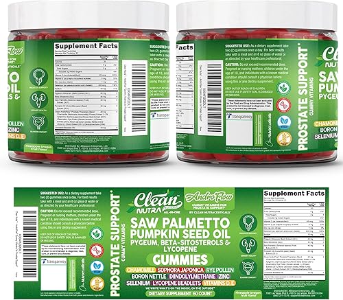Miniatura 9 de Clean Nutra Saw Palmetto - Gomitas de licopeno con aceite de semilla de calabaza de Pygeum Beta-Sitosterols  60 unidades  Suplemento gomoso a base