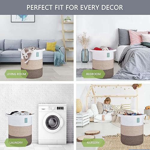 Miniatura 137 de Cesta de manta extragrande de 87 litros, cesta de lavandería, cesta de guardería para almacenamiento de juguetes, ropa y toallas, cesta grande