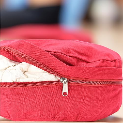 Miniatura 4 de HAWWWY Cojín de meditación  Almohada de meditación roja de 5 x 13 x 13 pulgadas para adultos  Cojín versátil de meditación de trigo sarraceno para