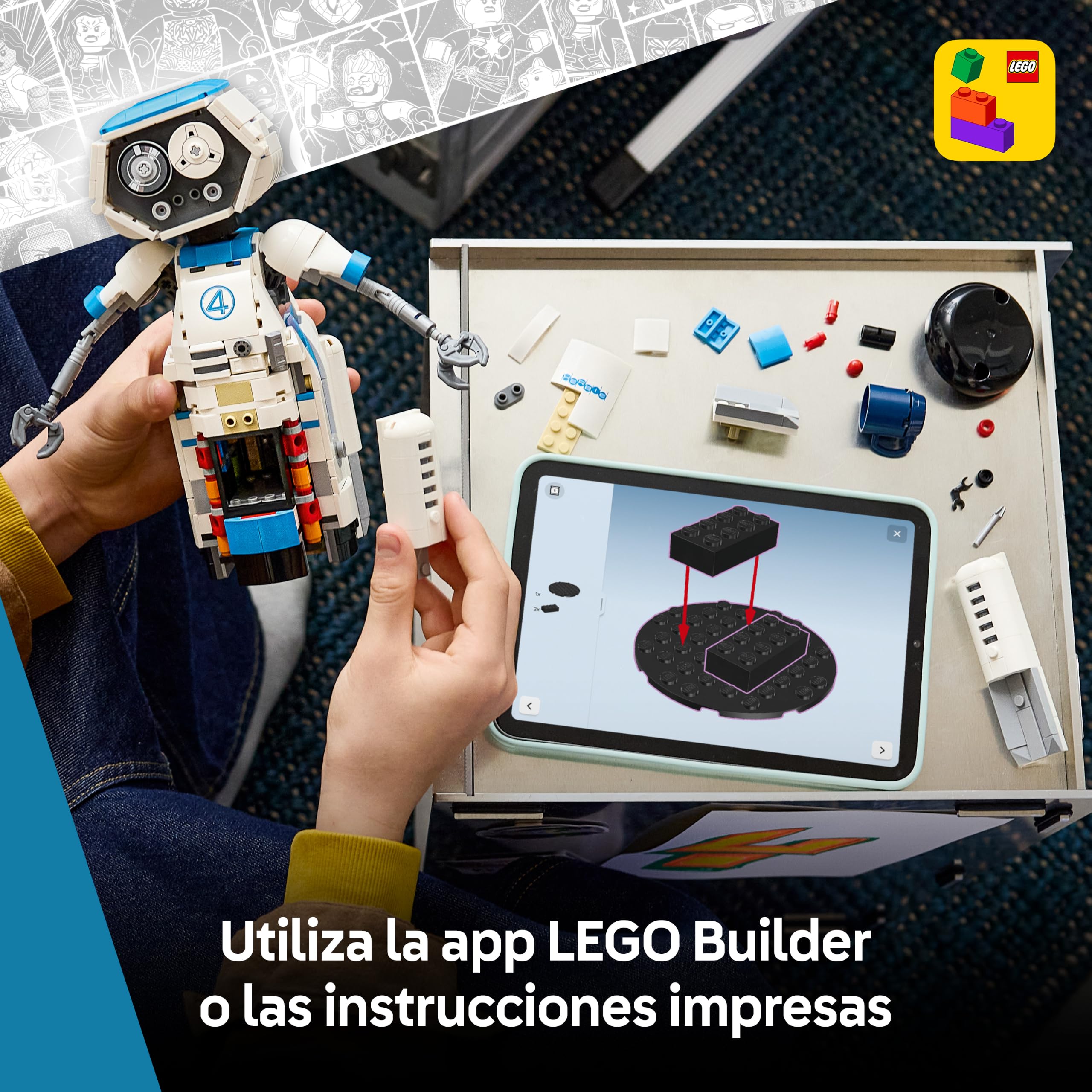 LEGO | Marvel Los 4 Fantásticos: H.E.R.B.I.E. – Figura de Robot de Juguete con Accesorios – Decoración de la Estantería – Regalo de Cumpleaños para Niños de 10+ Años y Fans de los Superhéroes –76339