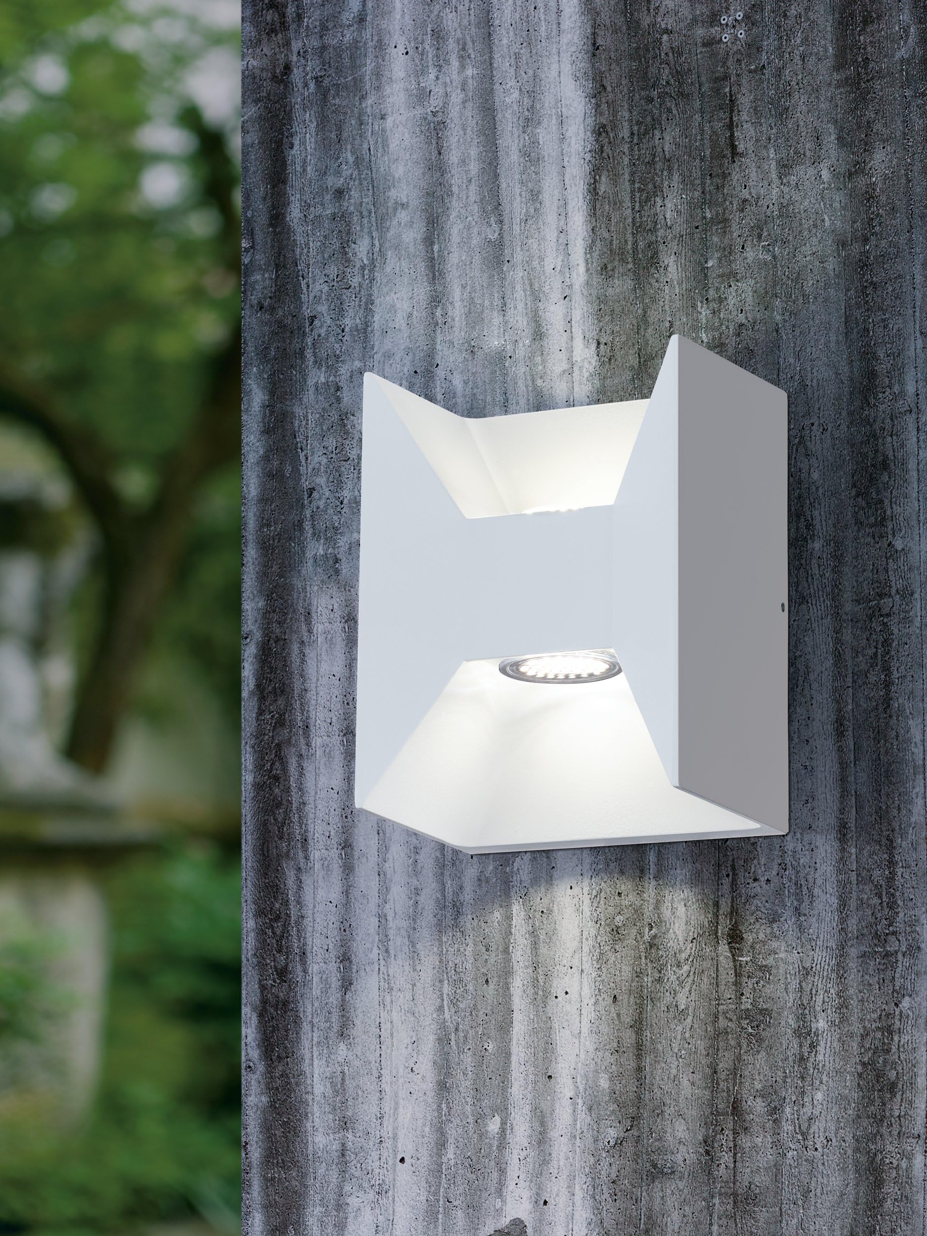 EGLO LED Außen-Wandlampe Morino, 2 flammige Außenleuchte | Wandleuchte aus Alu, Farbe: Weiß, IP44