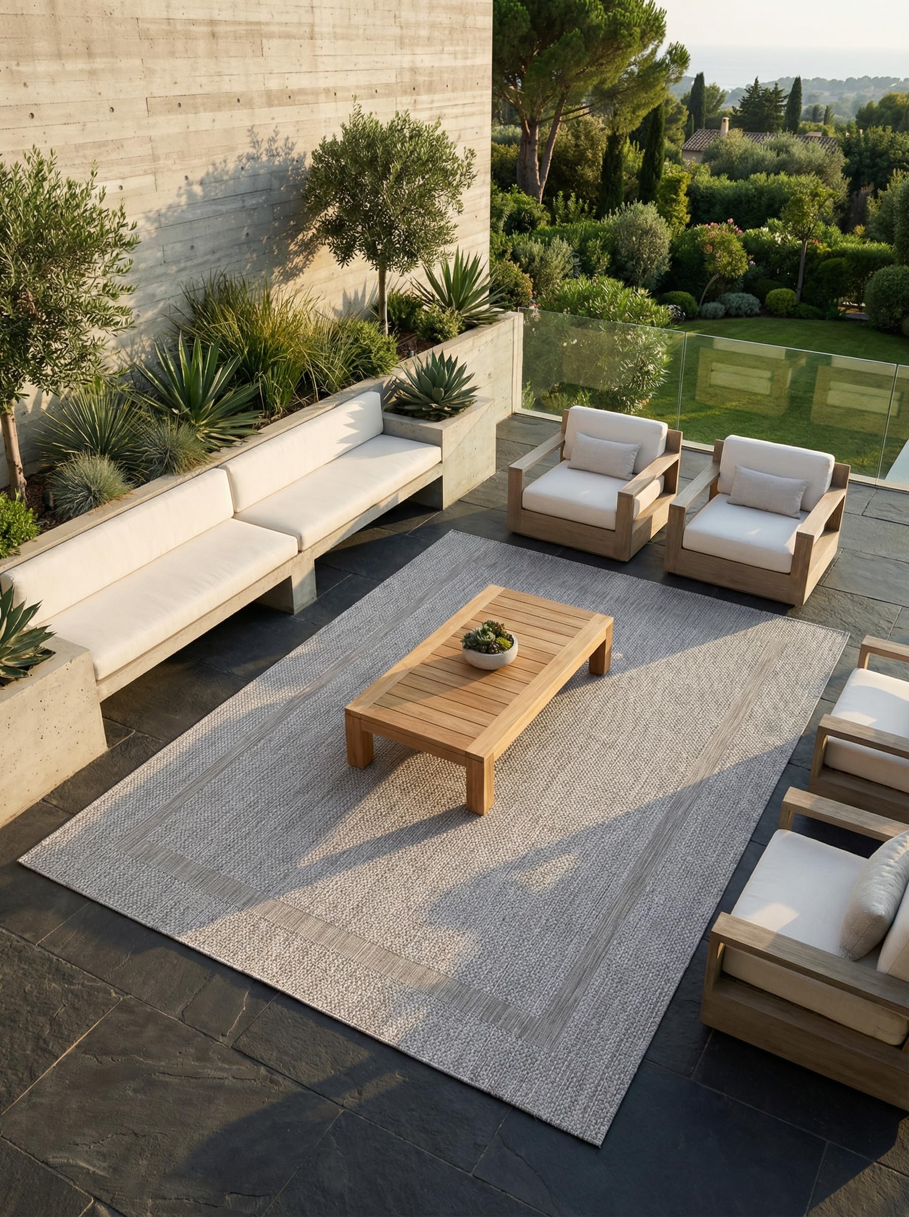 Tapis Tissé Plat Uni Léger Pratique Lavable Argent 140x200 cm Entrée Couloir Oeko-TEX | ALSTER