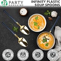 Vista 76 de Party Bargains Disposable Plastic Black Gold Cutlery Set, Infinity Modern Design Utensils, 40 Pack: 16 Forks, 8 Knives, 16 Spoons