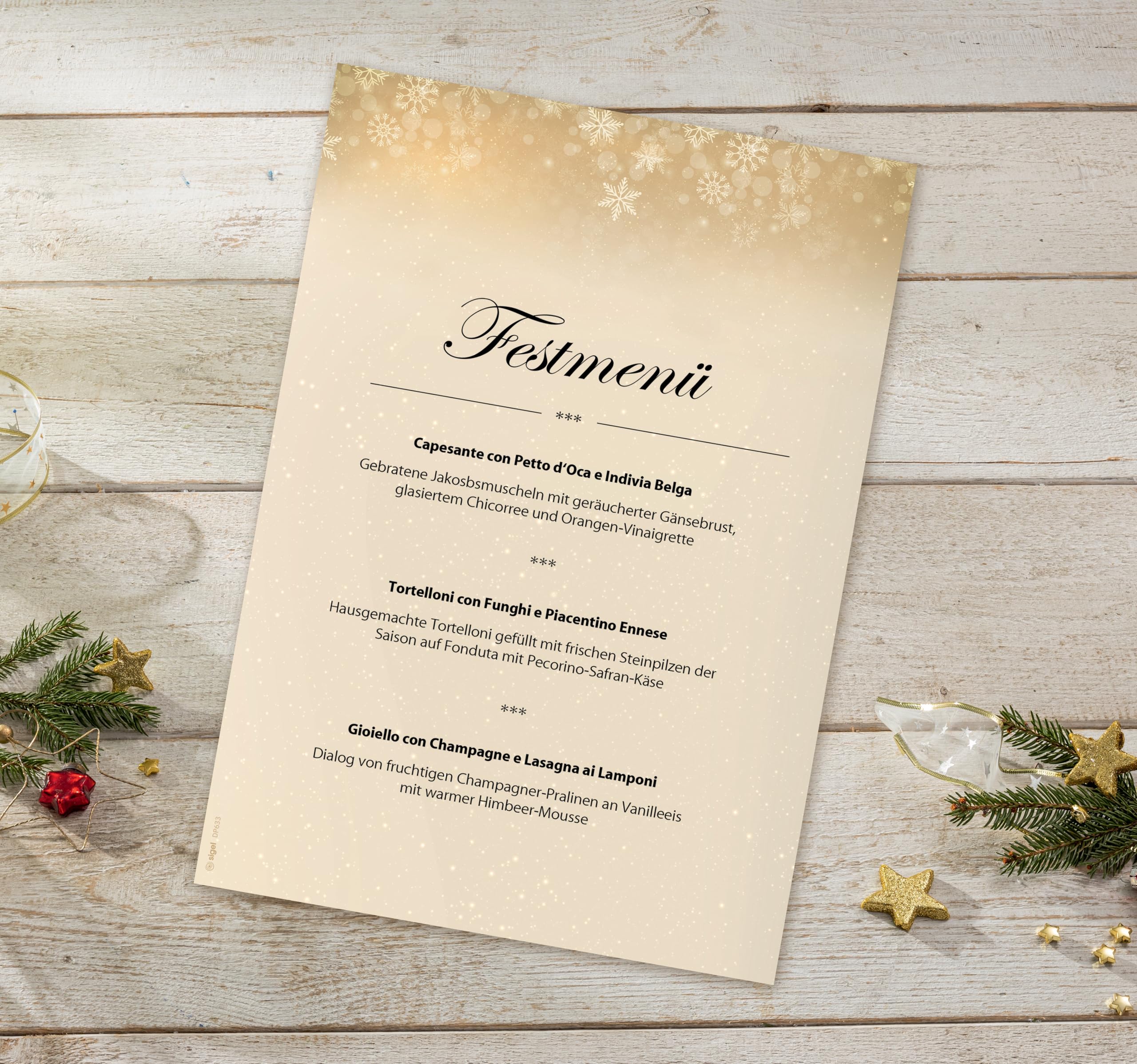 SIGEL DP633 Papier listowy Boże Narodzenie "Golden Christmas Night", A4, 25 arkuszy, z papieru zrównoważonego