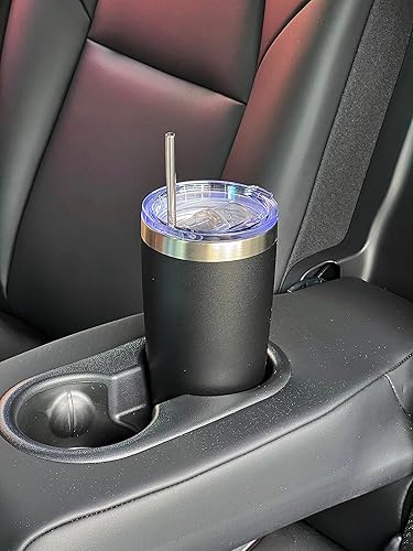 Miniatura 4 de Vaso de acero inoxidable de 20 onzas con aislamiento al vacío, doble pared, botella de viaje con tapa y popote para agua, té helado o café, batido y