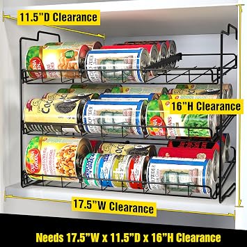 Deco Brothers Stackable Can Rack Organizer Holds Up to 36 Cans, Black | for Kitchen and Pantry