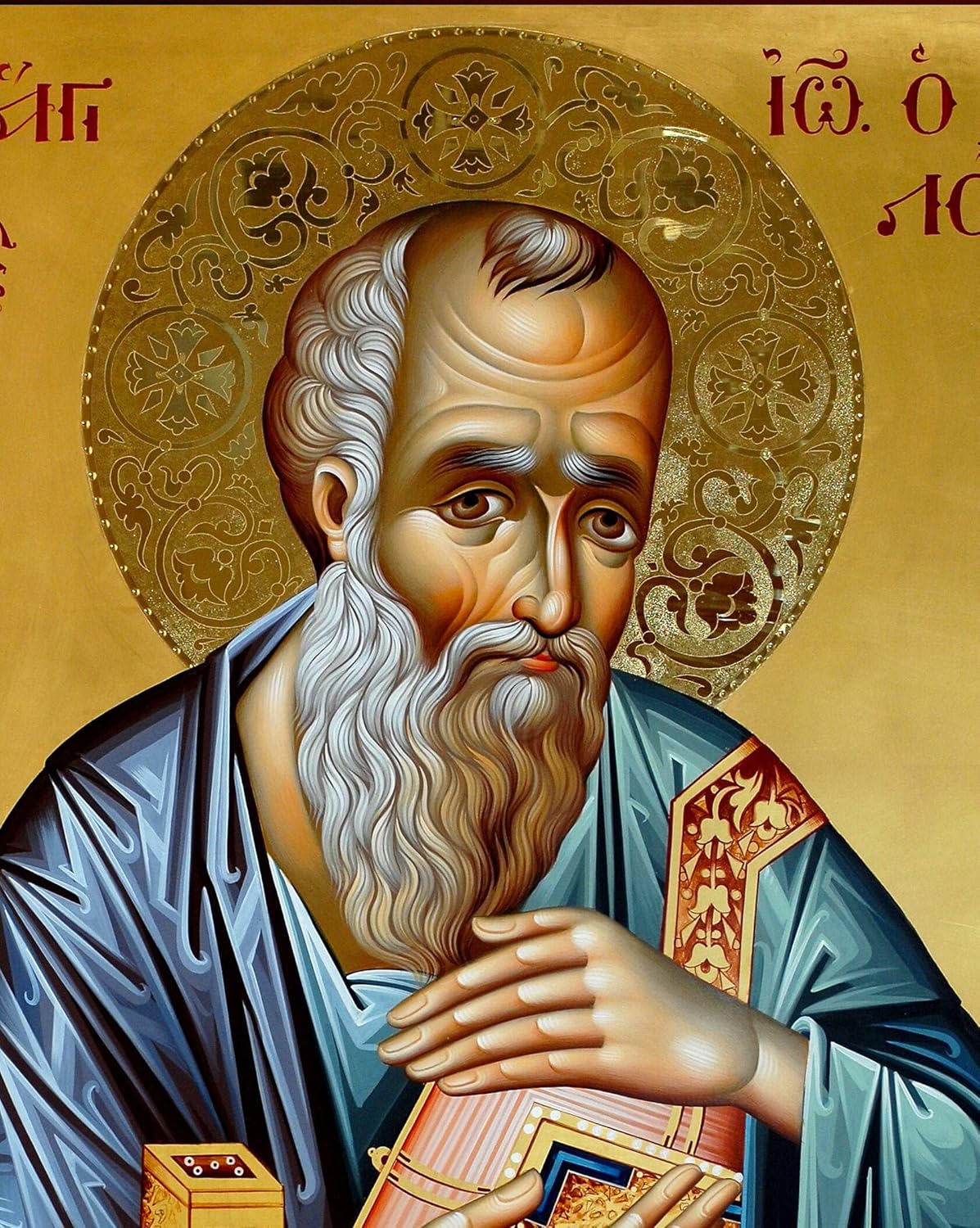 Saint John Evangelist icon, Handmade Greek Orthodox icon St John the Theologian, Apostle John Byzantine art wall hanging wood plaque