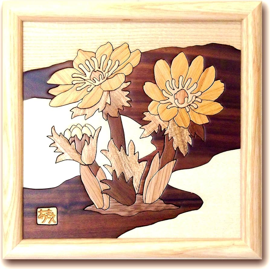 Amazon.co.jp: 木の絵画 ウッドアート 季節のお花 アトリエやしろ