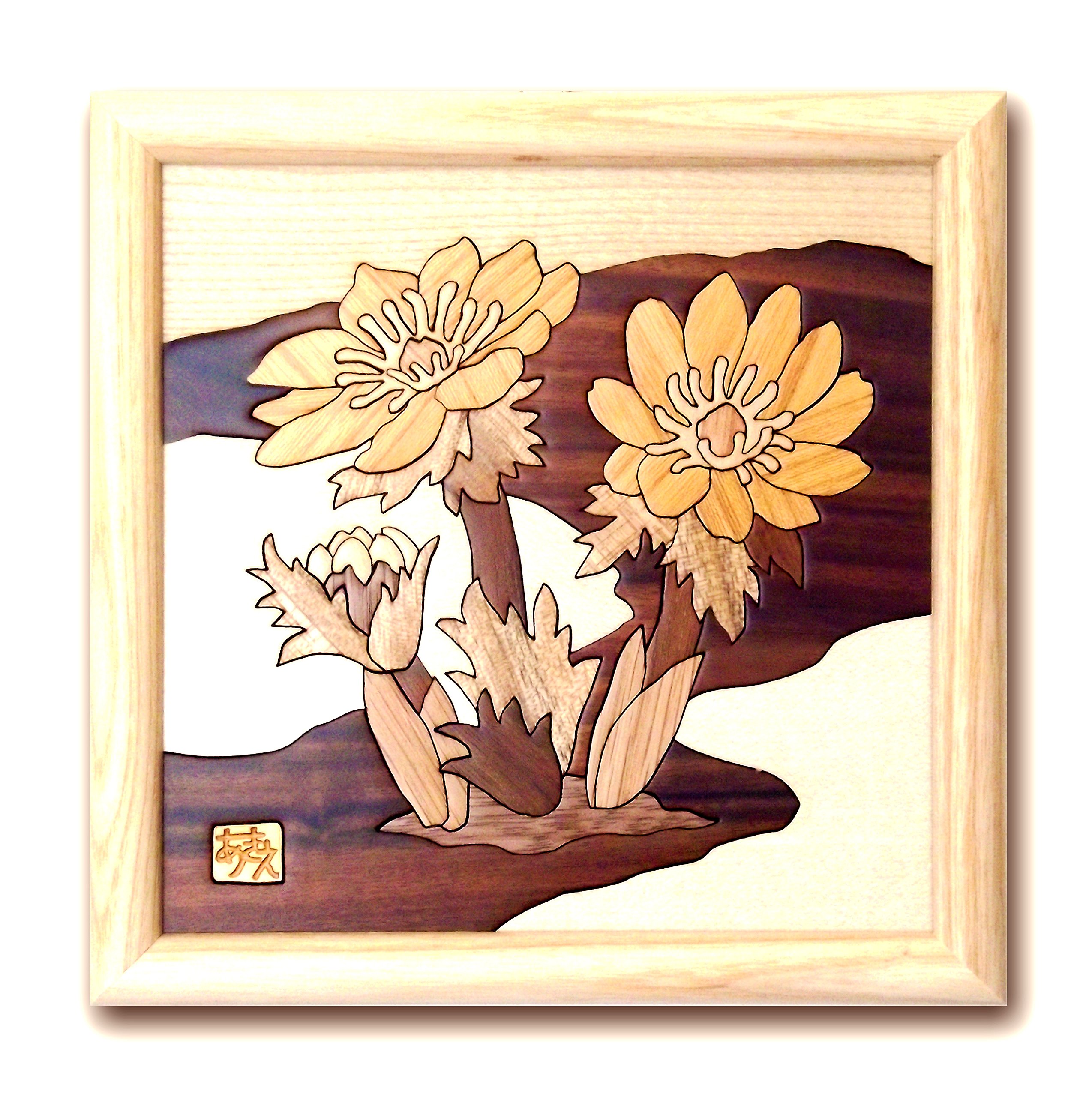 Amazon.co.jp: 木の絵画 ウッドアート 季節のお花 アトリエ