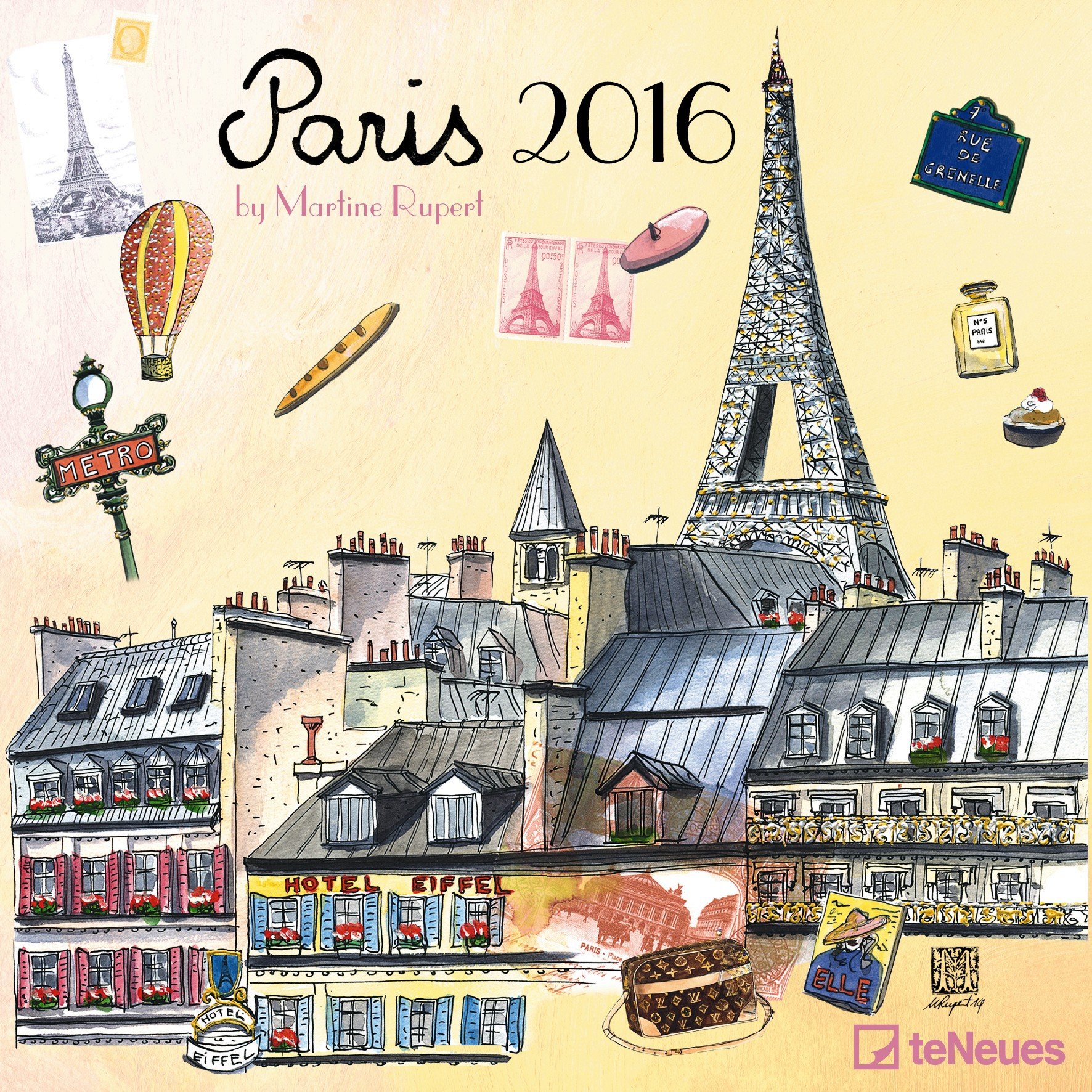 Paris - Martine Rupert - 2016 - Grid Calendar Illustration Calendar - 30 x 30 cm