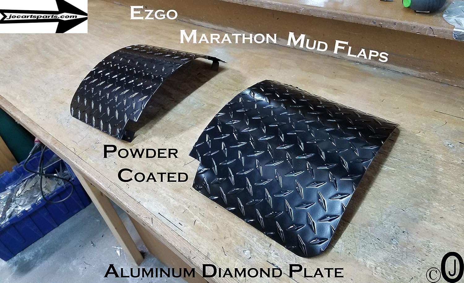 Ezgo Marathon Golf Cart Powder Coated Aluminum Diamond Plate Mud Flaps/Guards