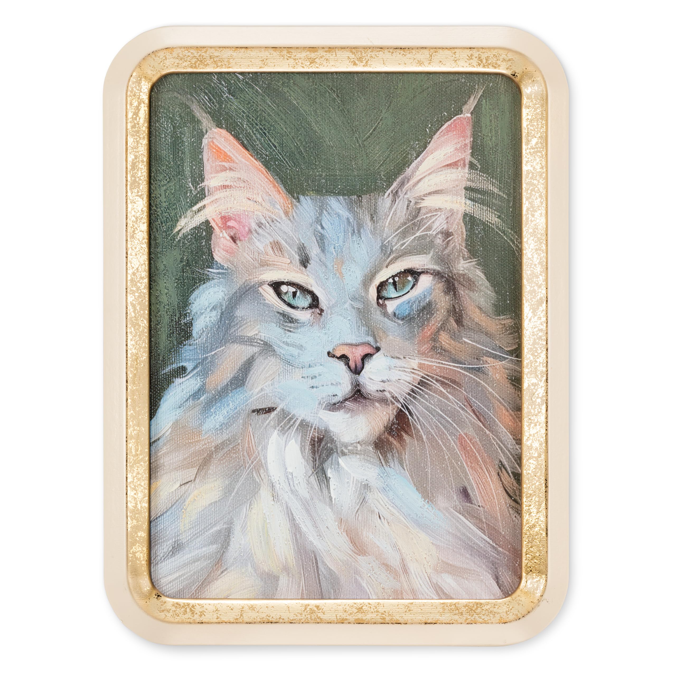 Abbott Collection Home Grey/Ivory Majestic Gray Tabby Cat Portrait Artwork
