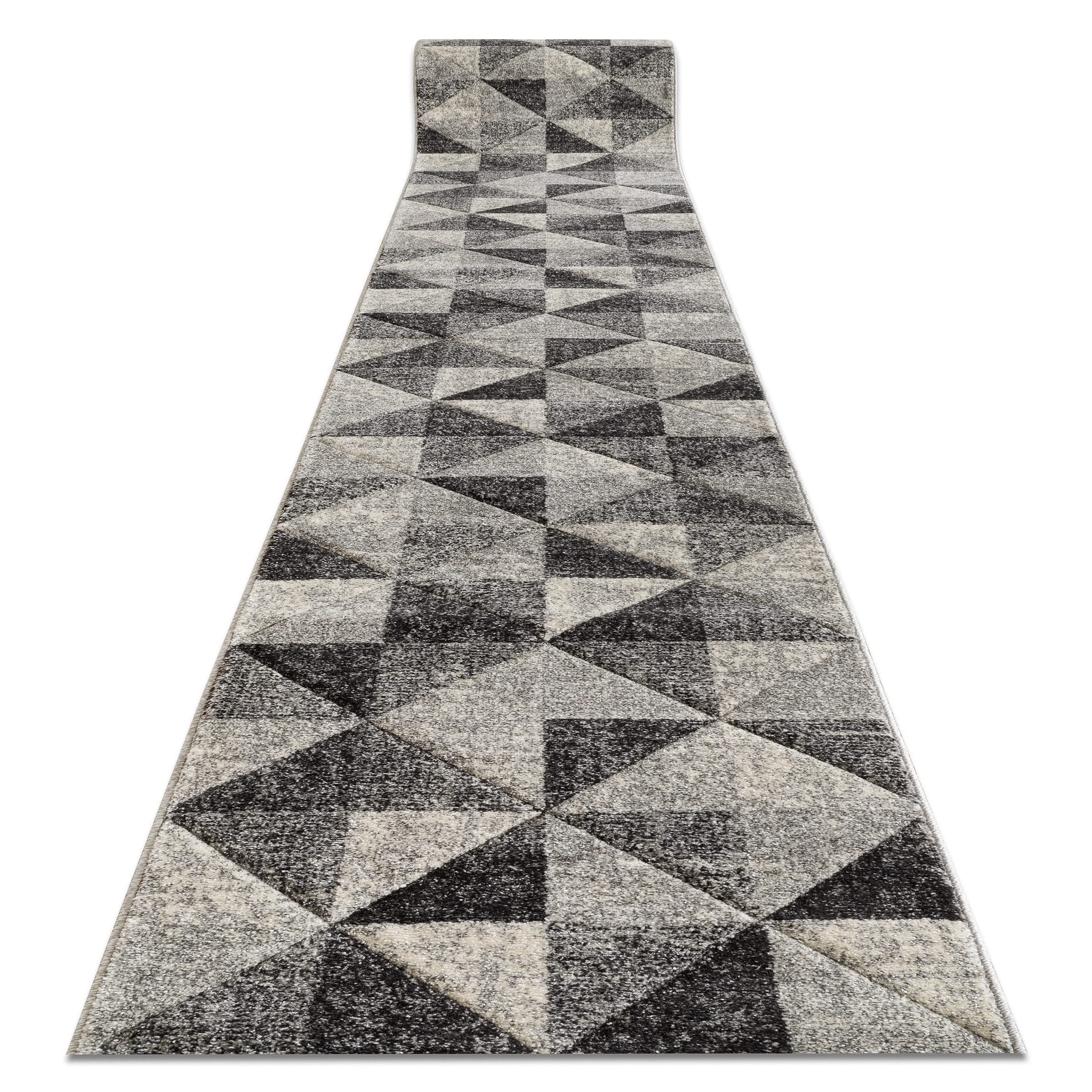 Alfombra de pasillo Feel triángulos gris y crema 70x100 cm para pasillos estrechos