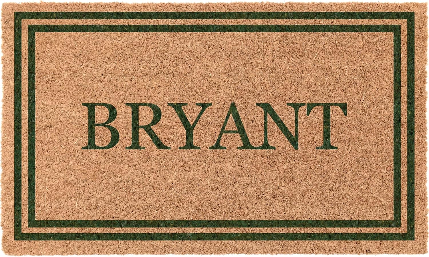 COCO MATS 'N MORE Green Double Bordered Personalized Coco Doormat 38" x 60" with Vinyl Backing | Outside Door Mat | Strong, Sturdy Coir Bristles Scrapes Dirtiest of Shoes | Minimal Shedding