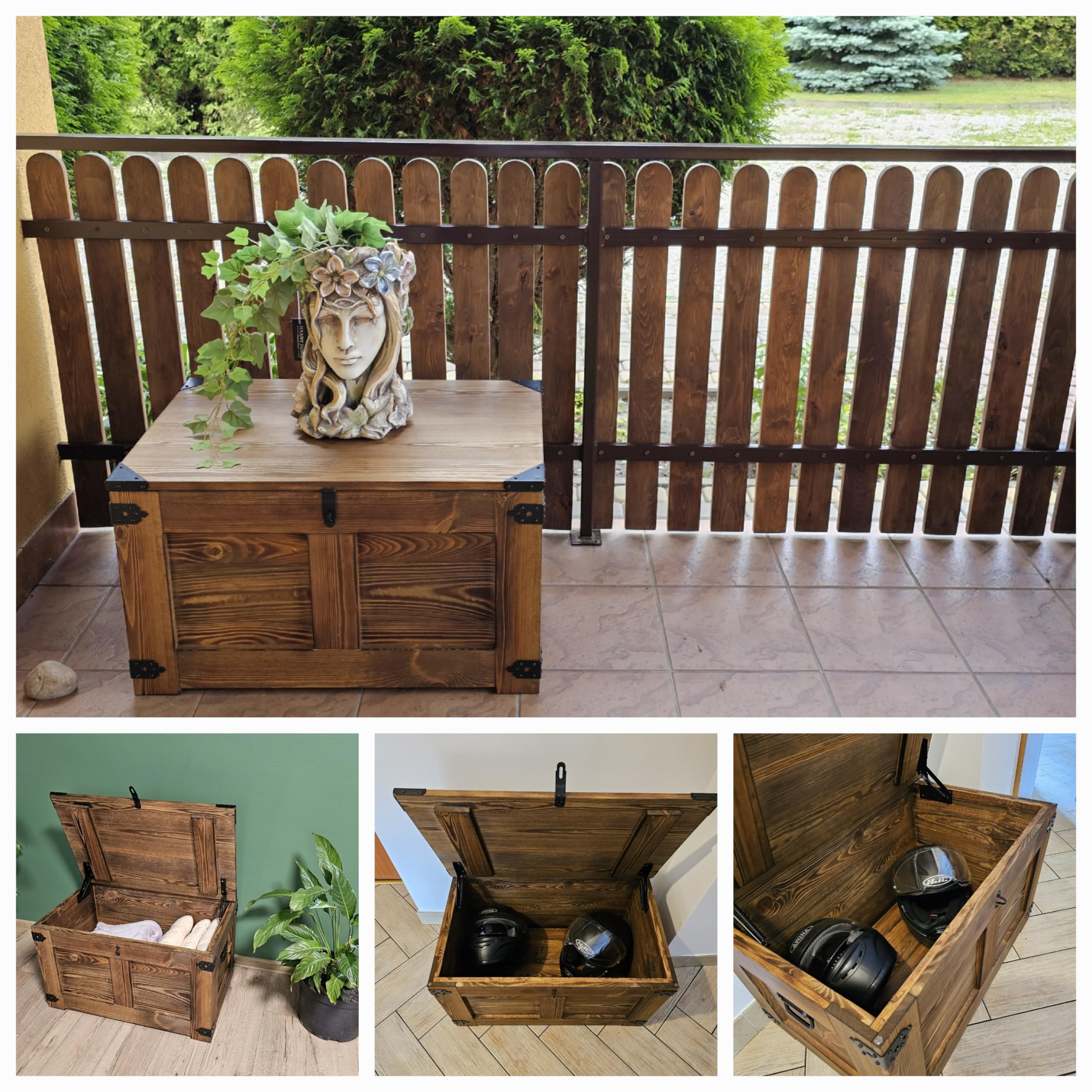 CREATIVE COOPER holzbox, schatztruhe, aufbewahrungsbox, Tisch, rustikal truhentisch, couchtisch, 77x49x45 cm, Handarbeit holztruhe, Eco Holzöl Wenge