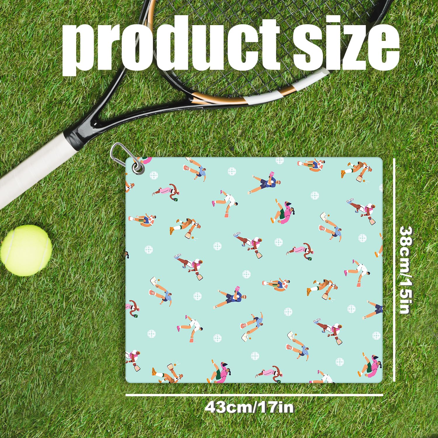Pickleball Towel, 15x17in Pickle Ball Sports Towels with Carabiner Clip Microfiber Golf Athletic Towel for Women Fashion Prints Pickleball Accessories Blanket Funny Gifts for Pickleball Lovers